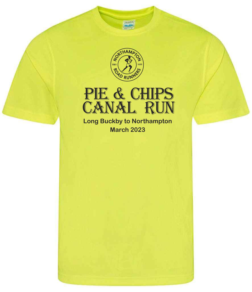 Northampton Road Runners Mens Pie & Chips Canal Run  HiVis T- Shirt